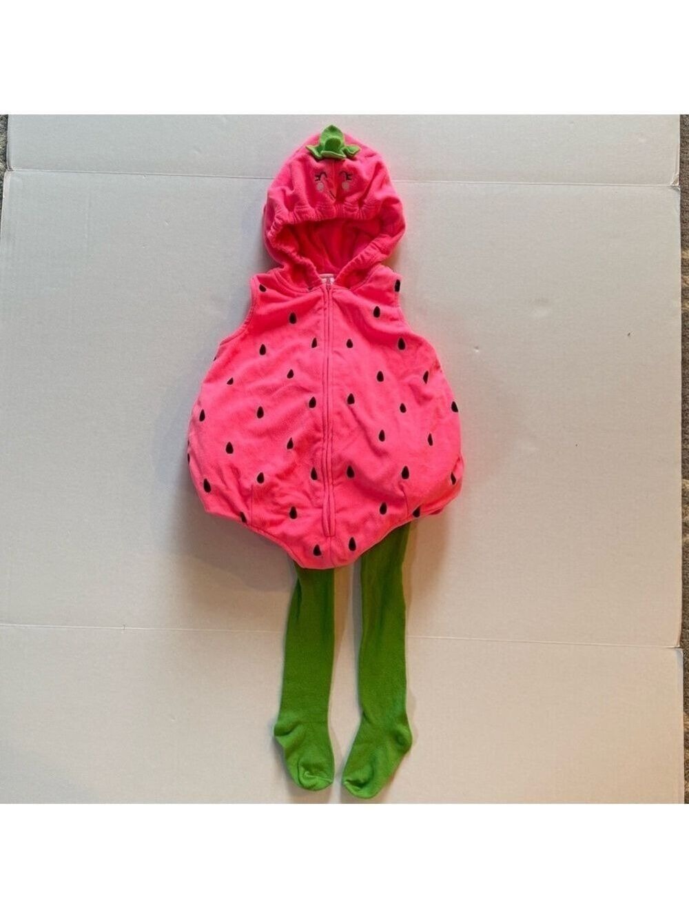 Carter's Pink and Green Bodysuit with Hood - Picture 3 of 11